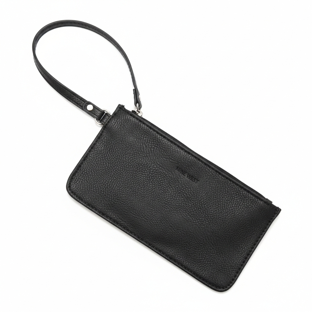 Nine West Black Pebbled Vegan Leather Wristlet